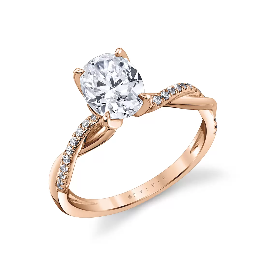 White Gold Tulira Spiral Diamond Petal Prong Engagement Ring - Ione