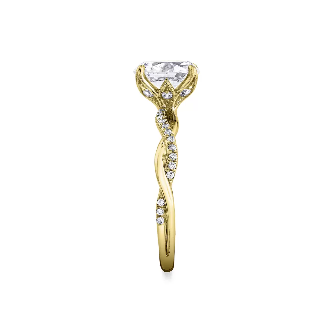 White Gold Tulira Spiral Diamond Petal Prong Engagement Ring - Ione