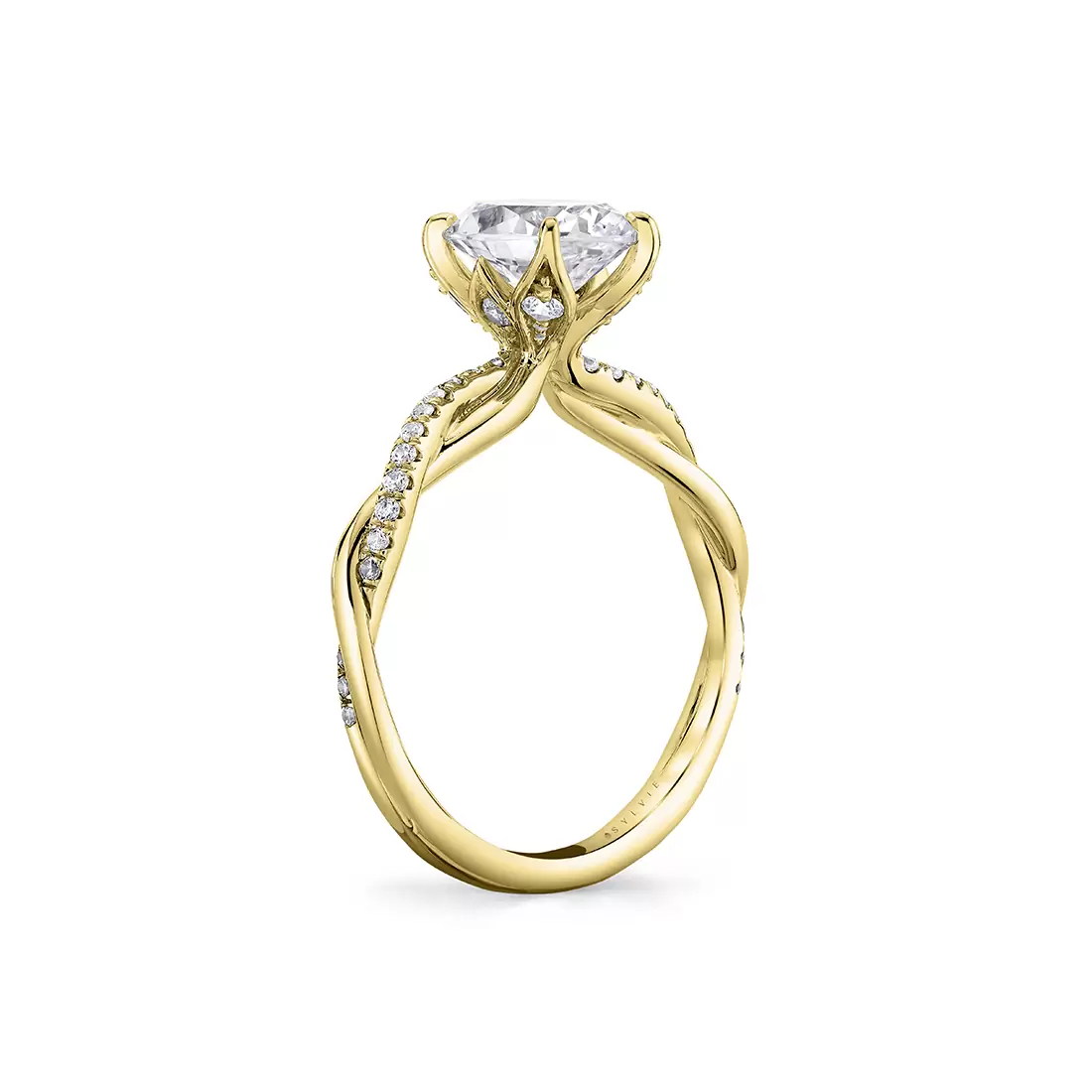 White Gold Tulira Spiral Diamond Petal Prong Engagement Ring - Ione