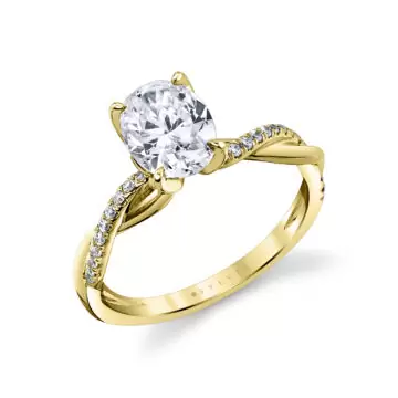 White Gold Tulira Spiral Diamond Petal Prong Engagement Ring - Ione