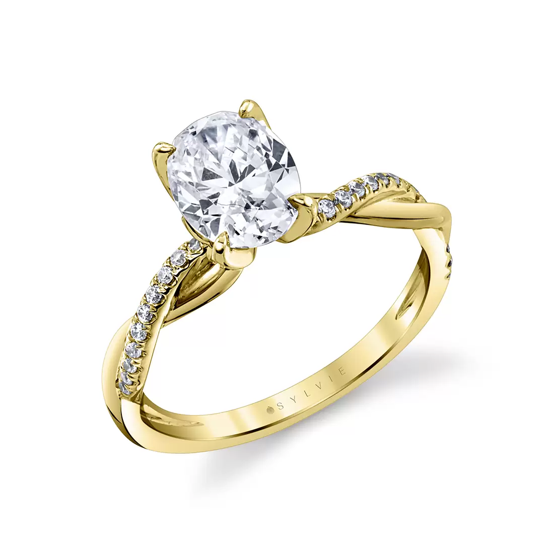 White Gold Tulira Spiral Diamond Petal Prong Engagement Ring - Ione