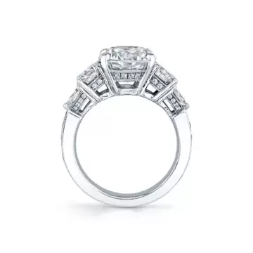 White Gold Round Cut Three Stone Engagement Ring - Camryn