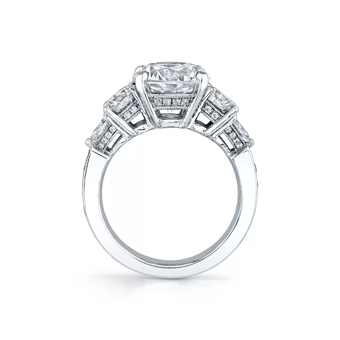 White Gold Round Cut Three Stone Engagement Ring - Camryn