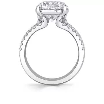 White Gold Round Cut Split Shank Engagement Ring - Dulce