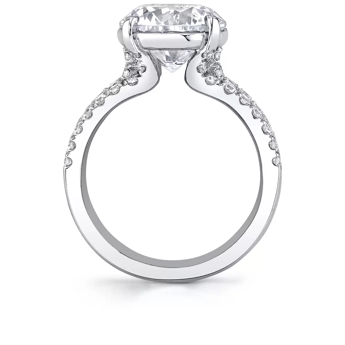 white gold split shank engagement ring profile view