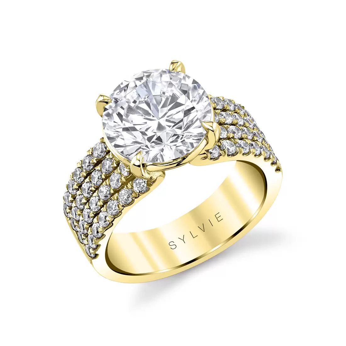 yellow gold split shank engagement ring