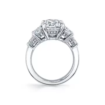 White Gold Round Cut Five Stone Engagement Ring - Dorothy