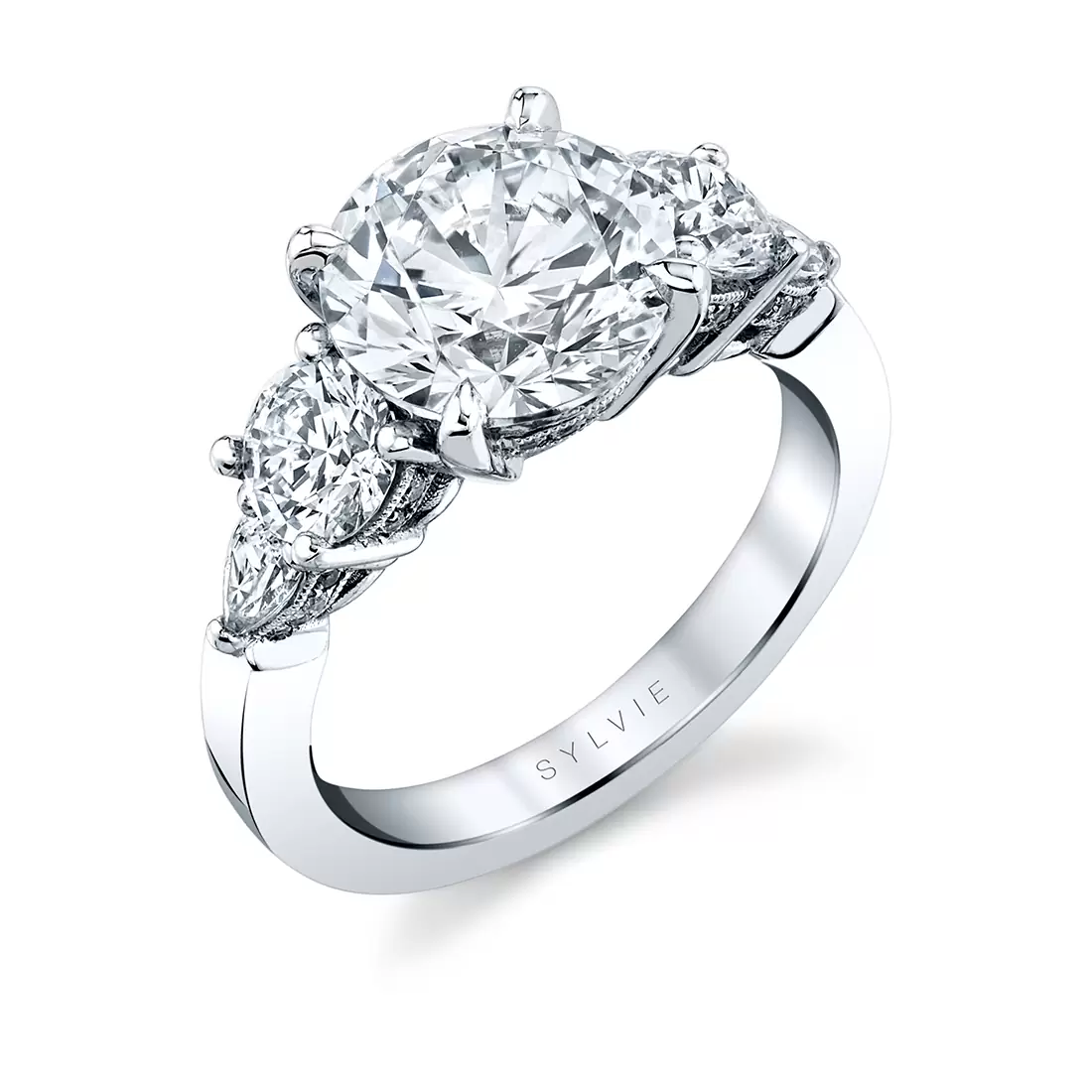 white gold five stone engagement ring