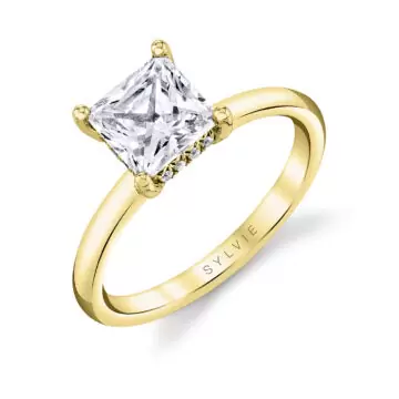 White Gold Princess Cut Solitaire Engagement Ring - Joanna