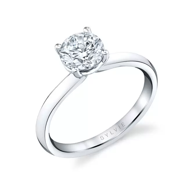 White Gold Round Cut Solitaire Engagement Ring