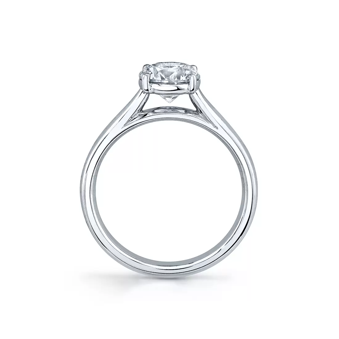 white gold solitaire engagement ring profile view