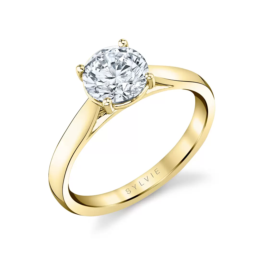 White Gold Round Cut Solitaire Engagement Ring - Allison