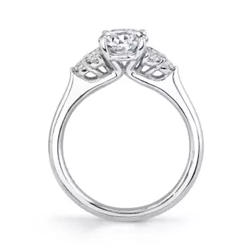 White Gold Oval Cut Engagement Ring with Side Stone Clusters - Skylar