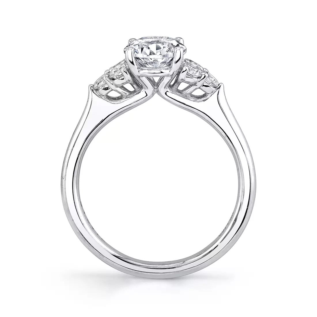 white gold oval cut engagement ring profile view