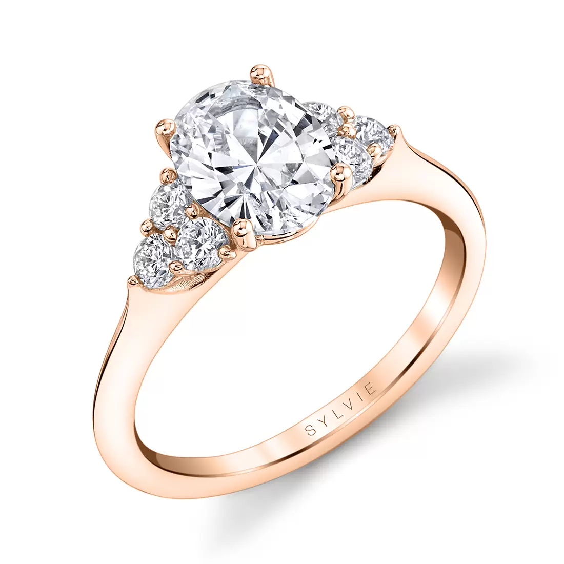rose gold oval cut engagement ring