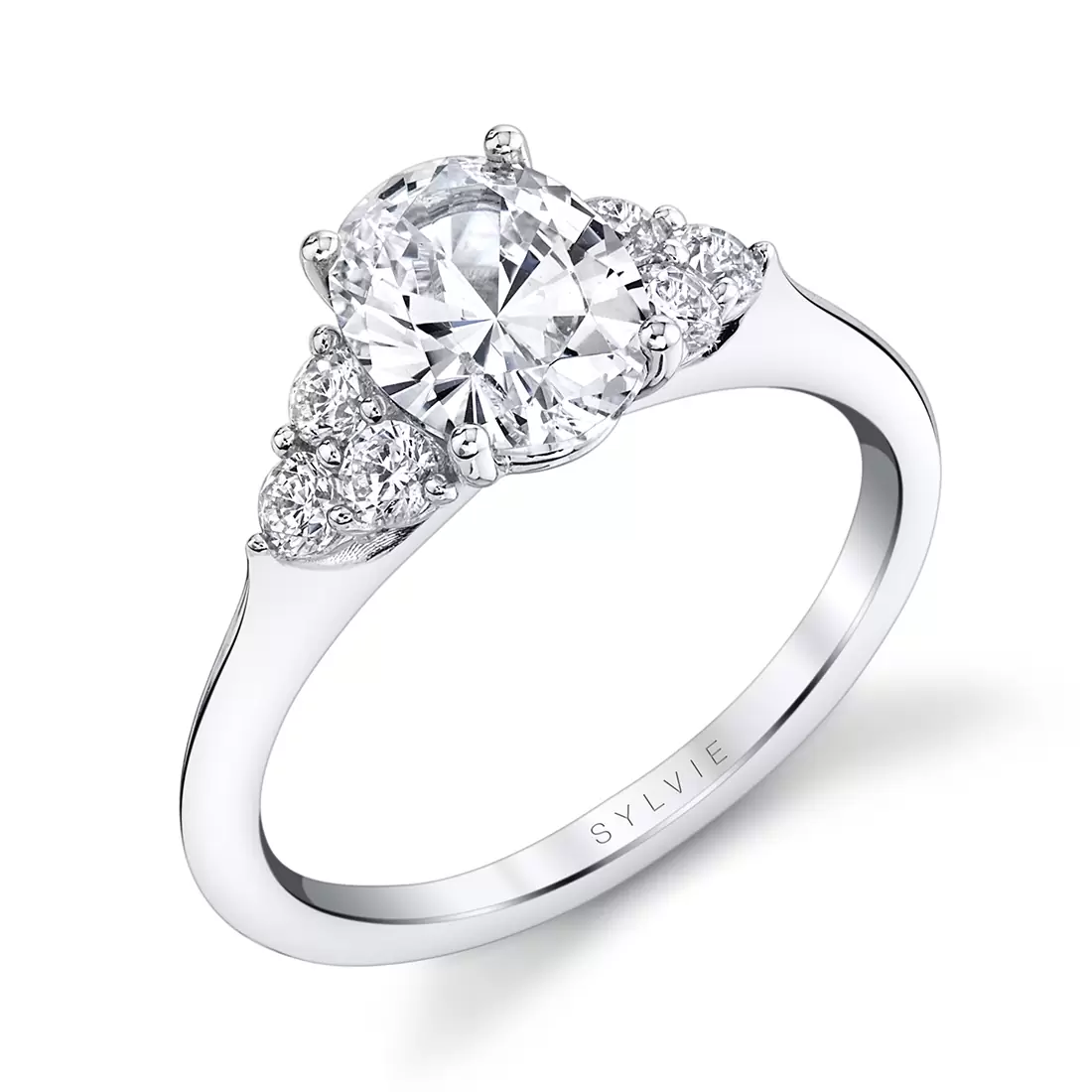 white gold oval cut engagement ring