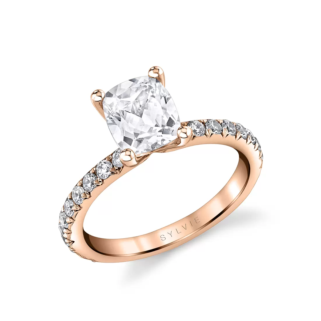 White Gold Cushion Cut Classic Engagement Ring - Vanessa