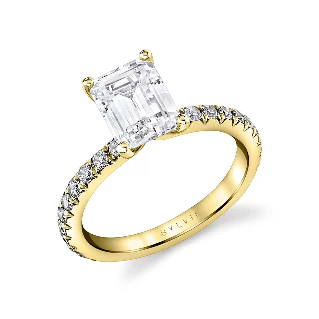 yellow gold emerald cut classic engagement ring