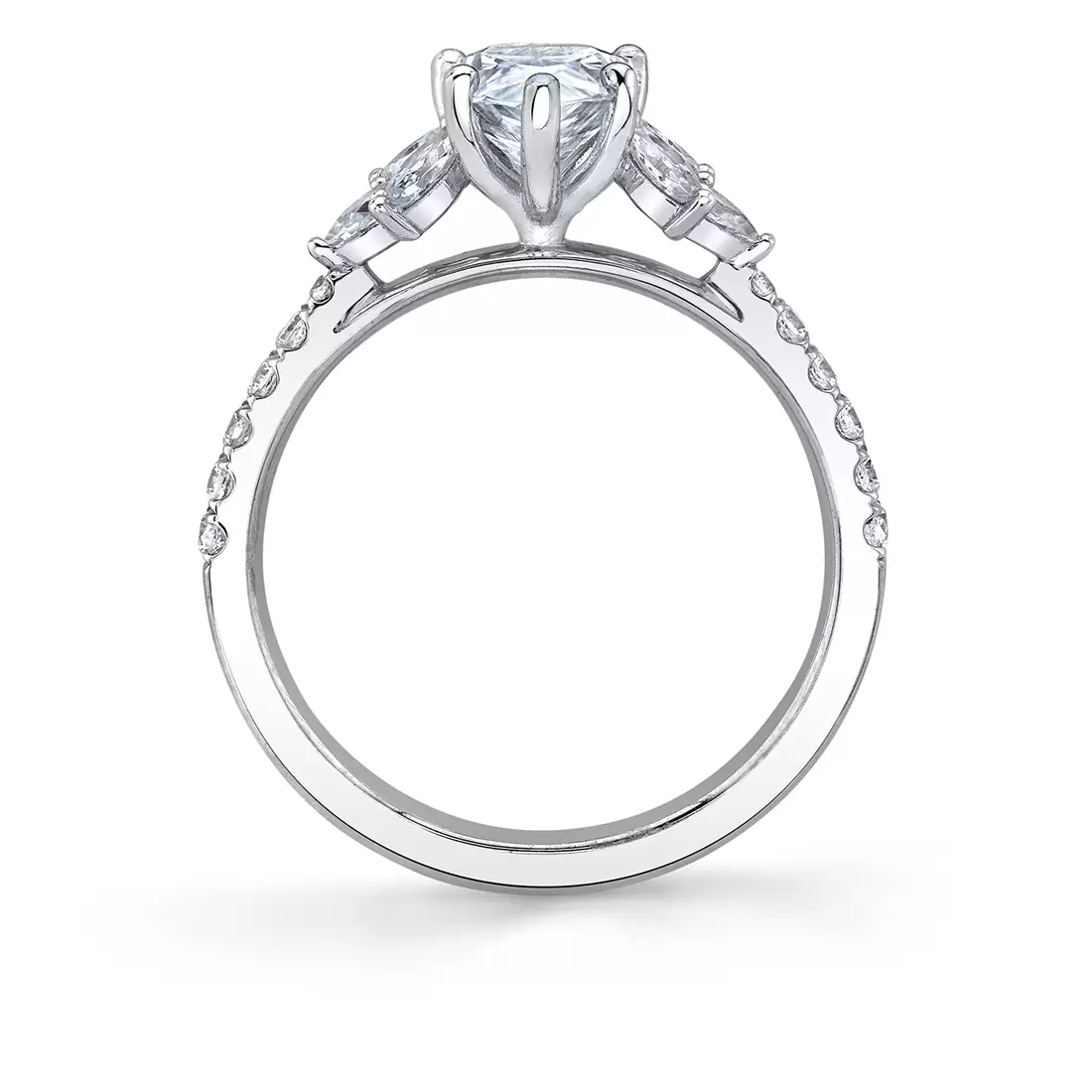 white gold pear cut classic engagement ring profile view