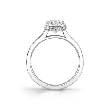White Gold Round Cut Solitaire Hidden Halo Engagement Ring - Camden