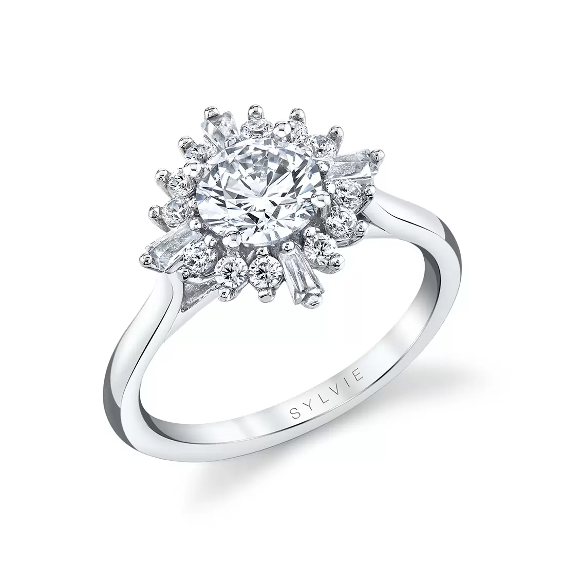 white gold floral halo engagement ring