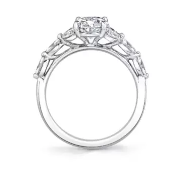 White Gold Oval Cut Multi Marquise Engagement Ring - Berkley