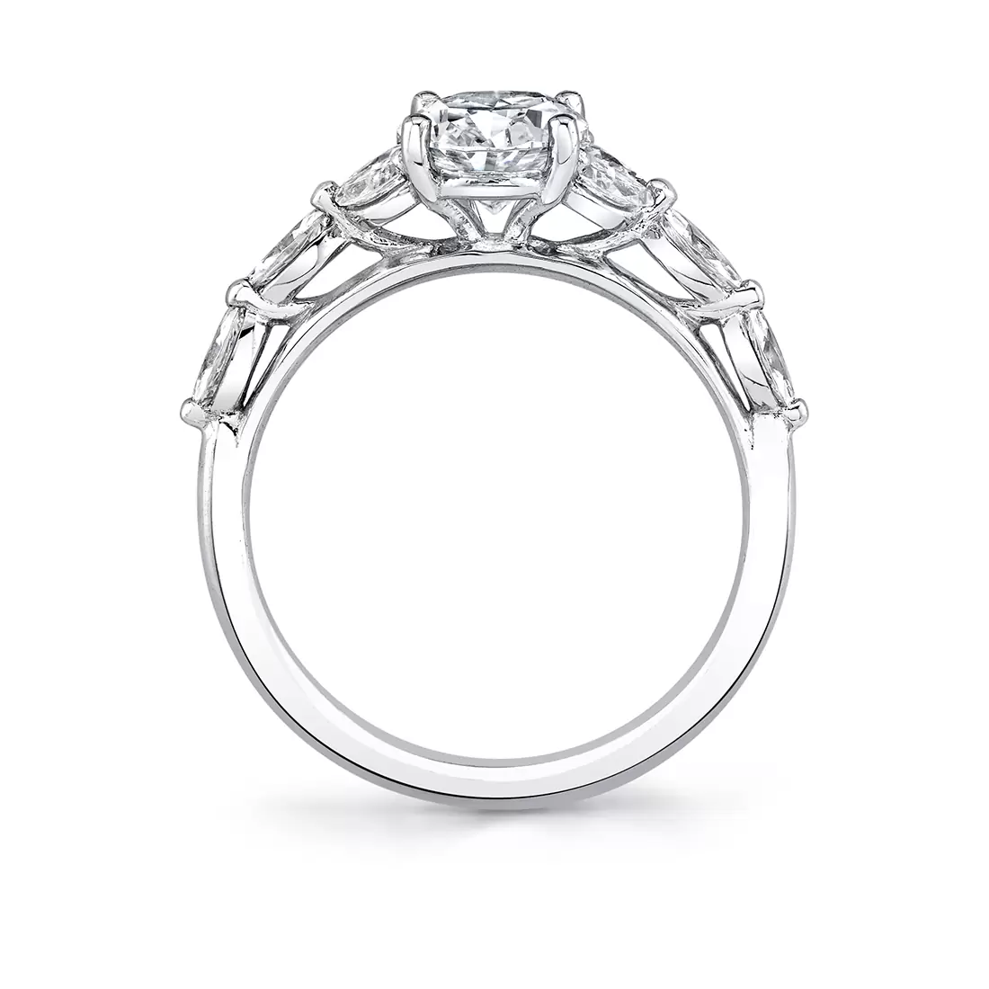 white gold multi marquise engagement ring profile view