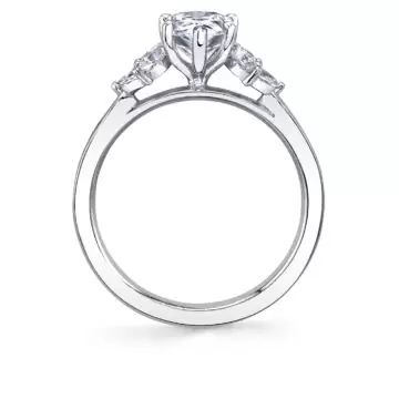 White Gold Pear Cut Multi Side Stone Engagement Ring - Darby