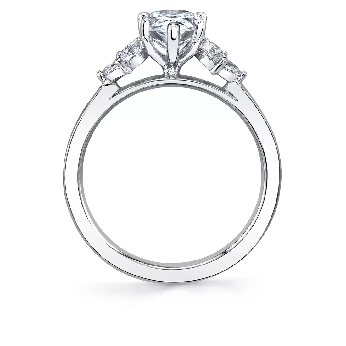 white gold multi side stone engagement ring profile view