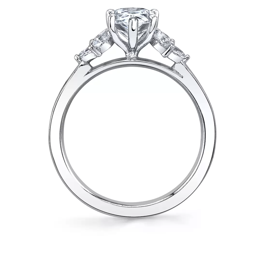 White Gold Pear Cut Multi Side Stone Engagement Ring - Darby