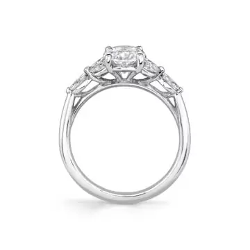 White Gold Oval Cut Multi Marquise Engagement Ring - Dawsyn