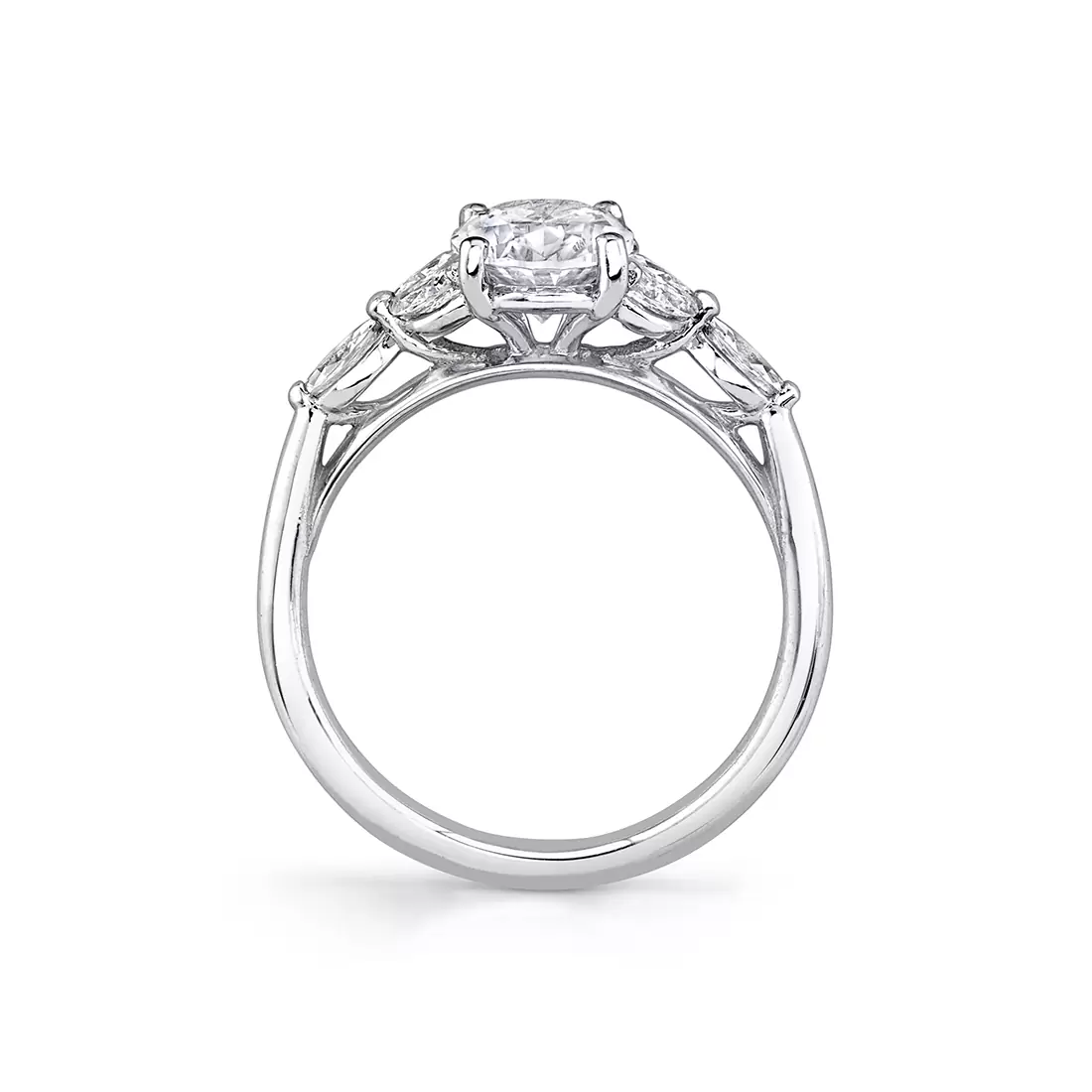 white gold multi marquise engagement ring profile view