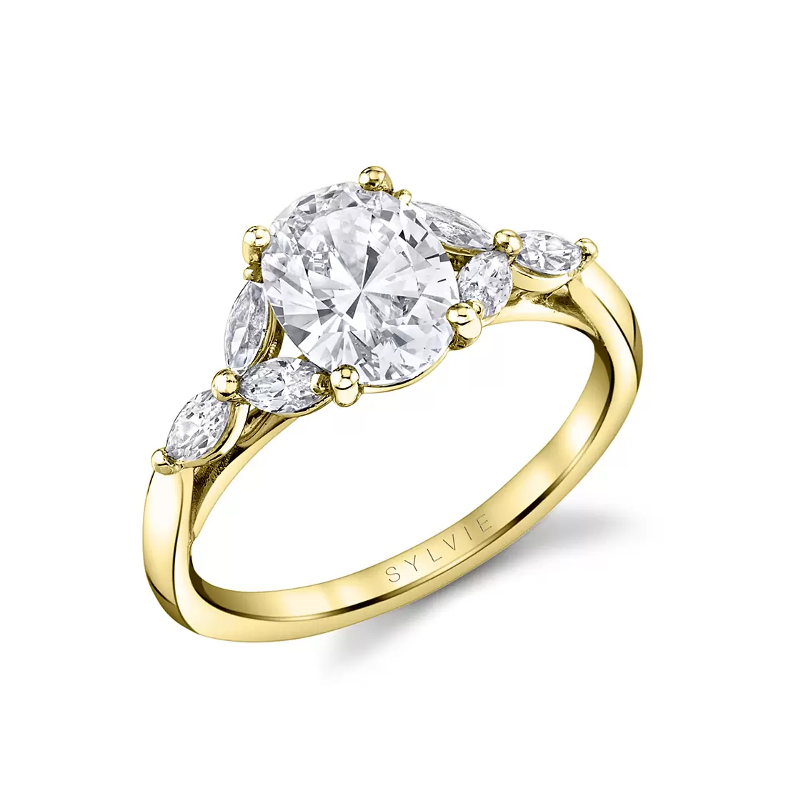 yellow gold multi marquise engagement ring