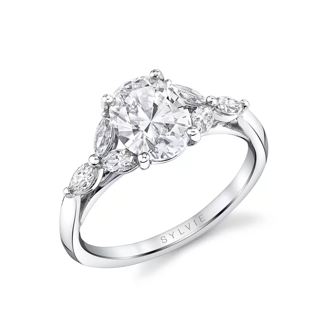 white gold multi marquise engagement ring