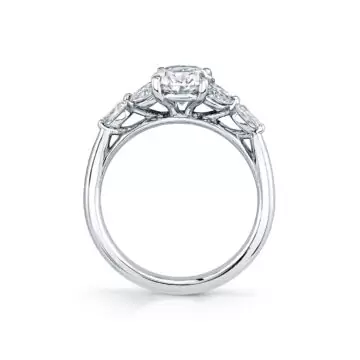 White Gold Oval Cut Multi Side Stone Engagement Ring - Daylin