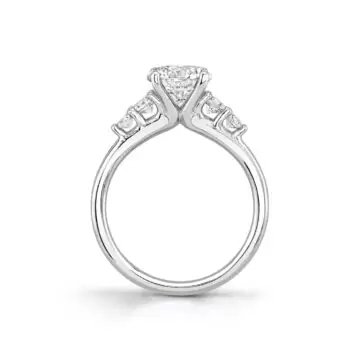 White Gold Round Cut Multi Side Stone Engagement Ring - Daria