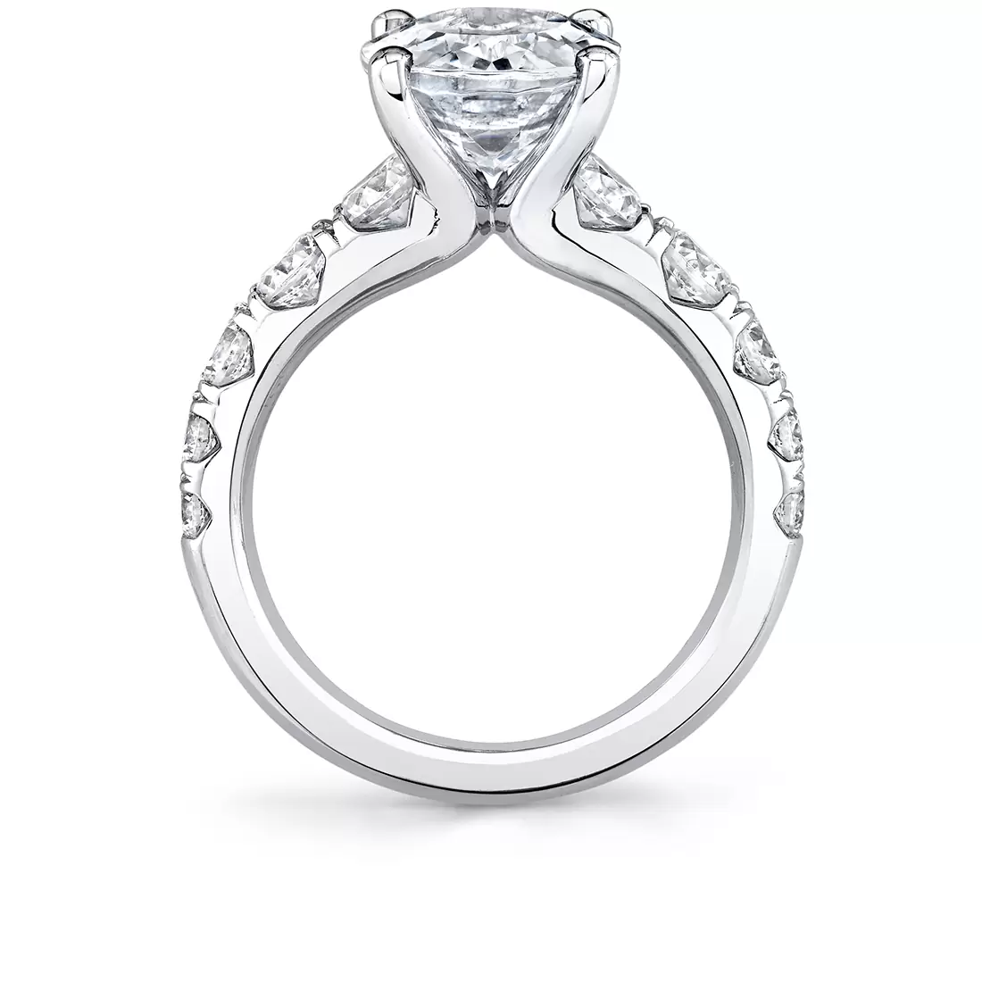 White Gold Oval Cut Thick Classic Engagement Ring - Darla