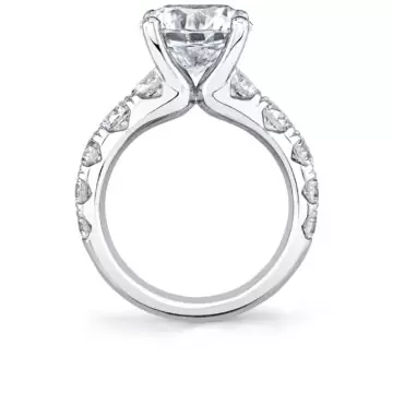 White Gold Round Cut Thick Classic Engagement Ring - Darlene