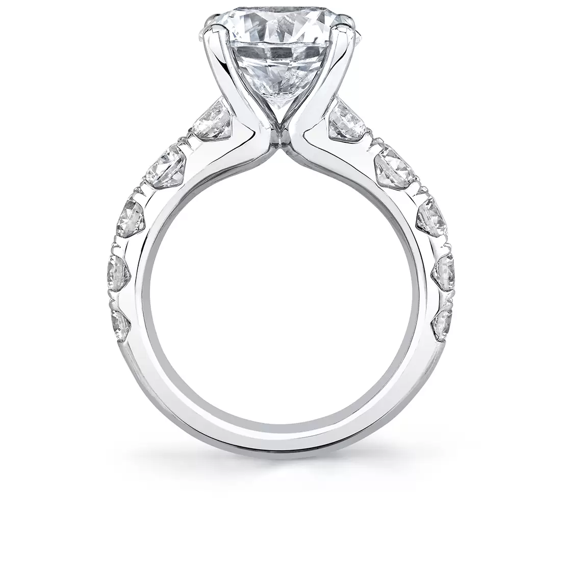 White Gold Round Cut Thick Classic Engagement Ring - Darlene - Lifestyle Image