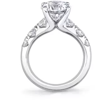 White Gold Round Cut Thick Classic Engagement Ring - Davina