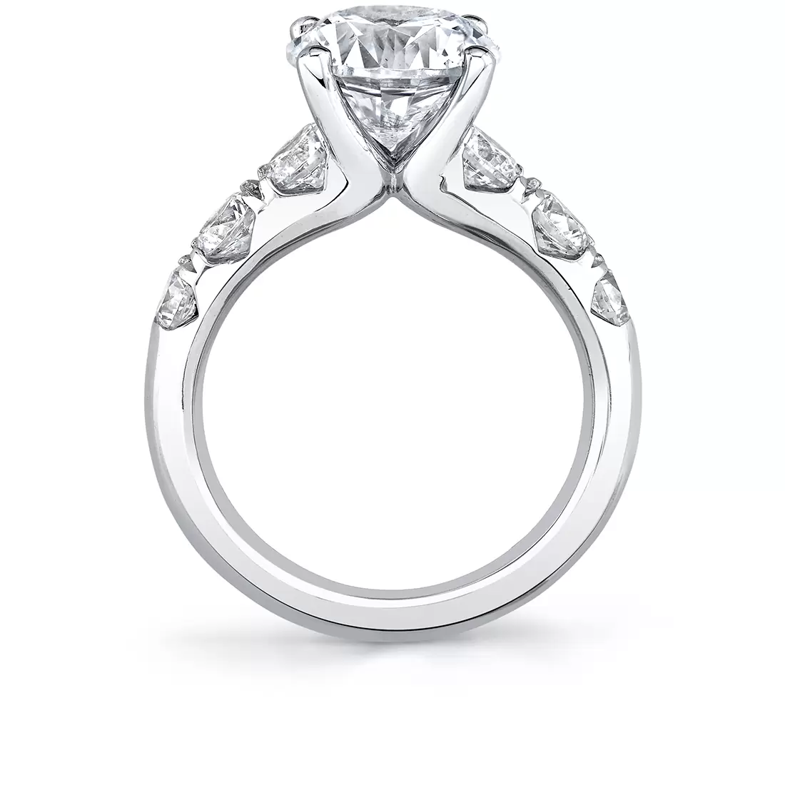 White Gold Round Cut Thick Classic Engagement Ring - Davina