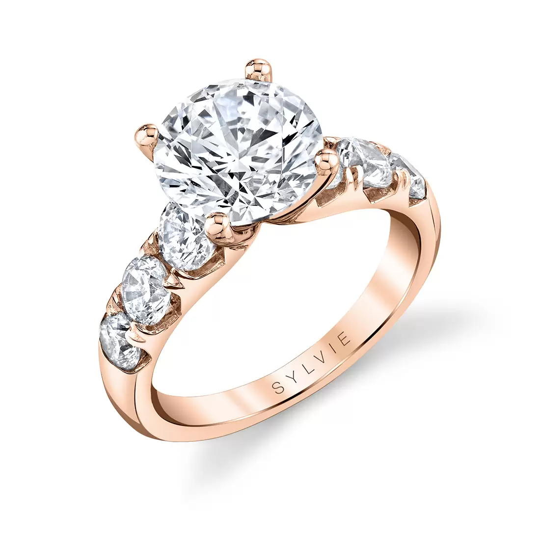 rose gold thick classic engagement ring