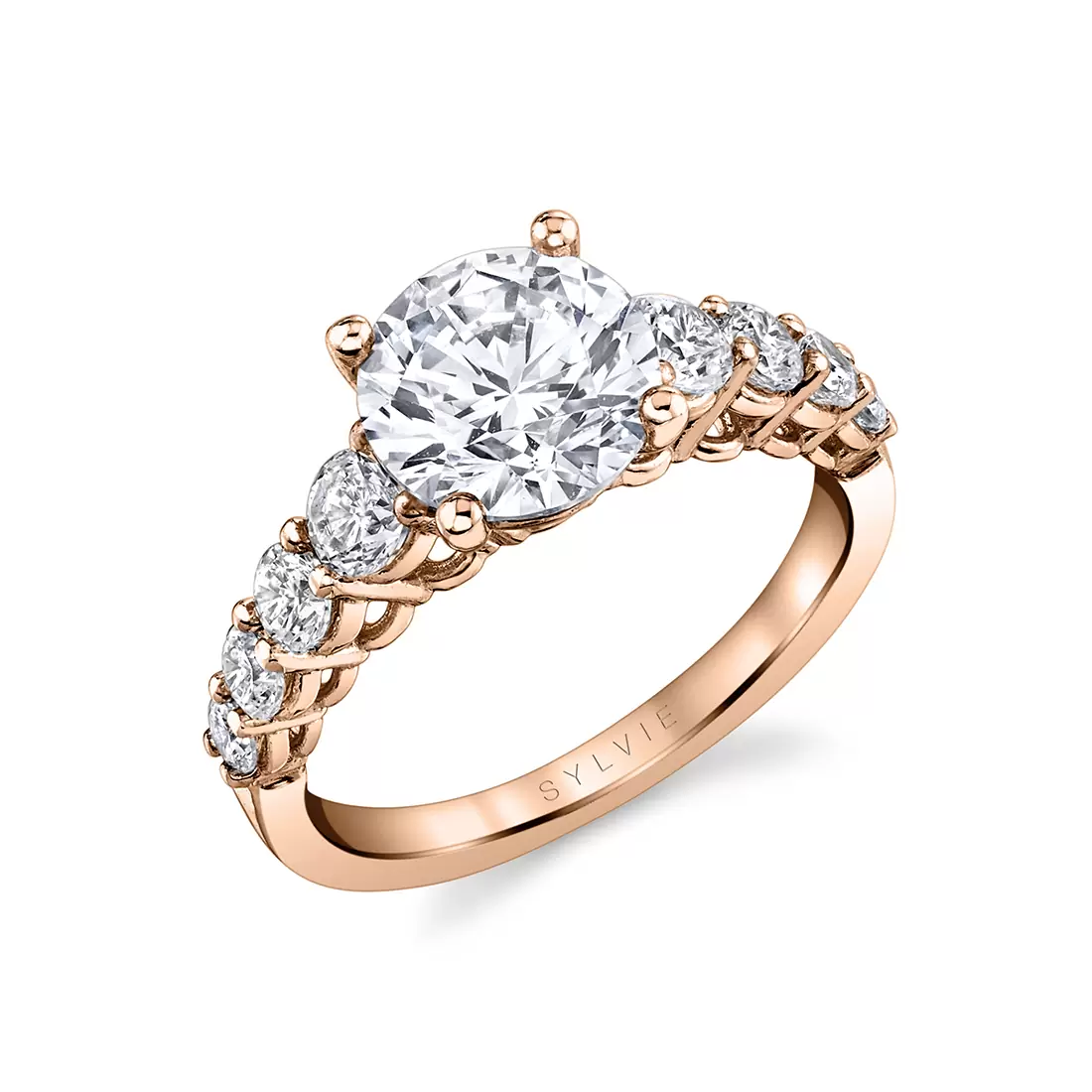 rose gold thick classic engagement ring