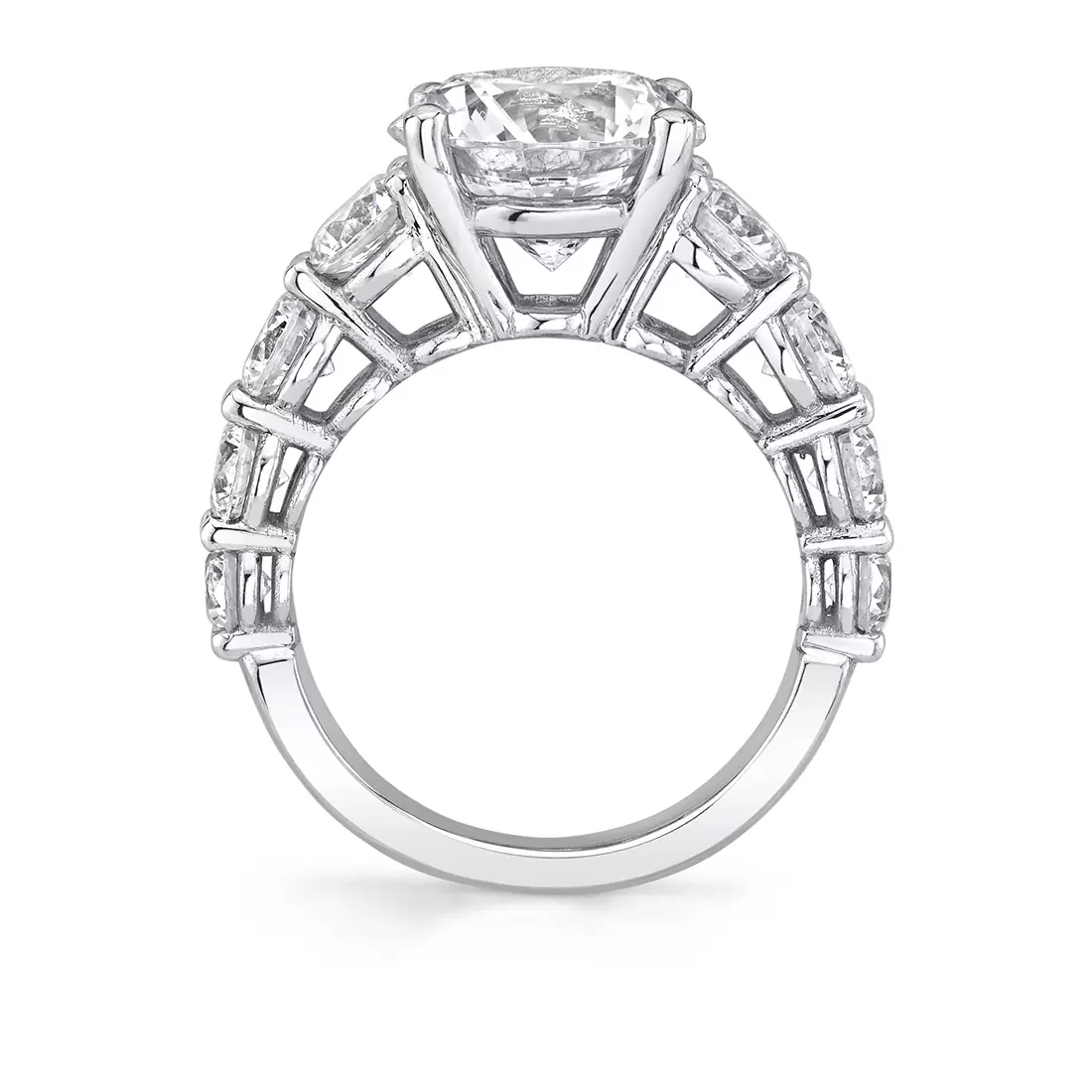 White Gold Round Cut Thick Classic Engagement Ring - Constance