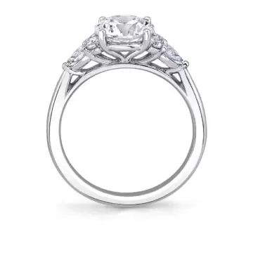 White Gold Round Cut Multi Side Stone Engagement Ring - Hermoine