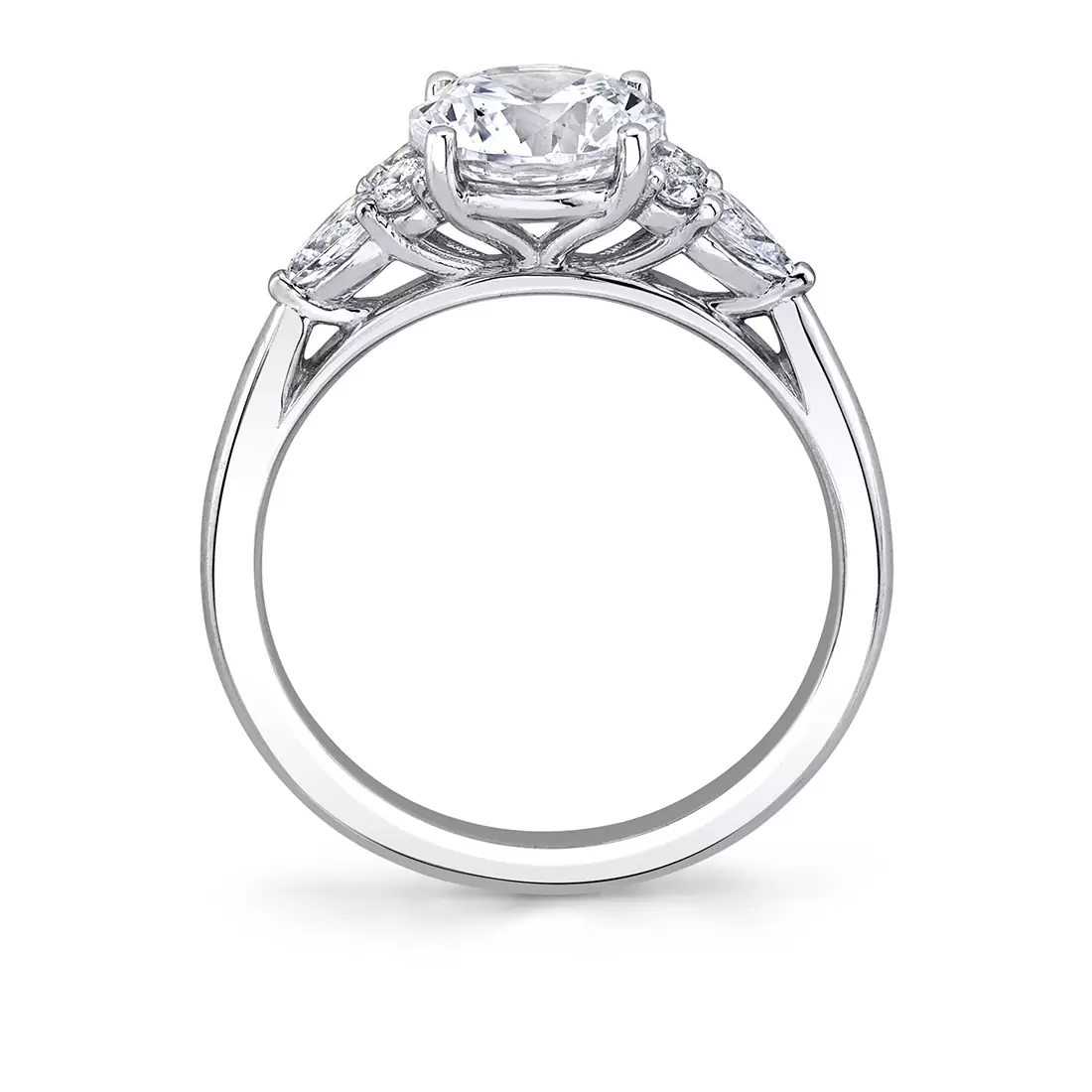 white gold multi side stone engagement ring profile view