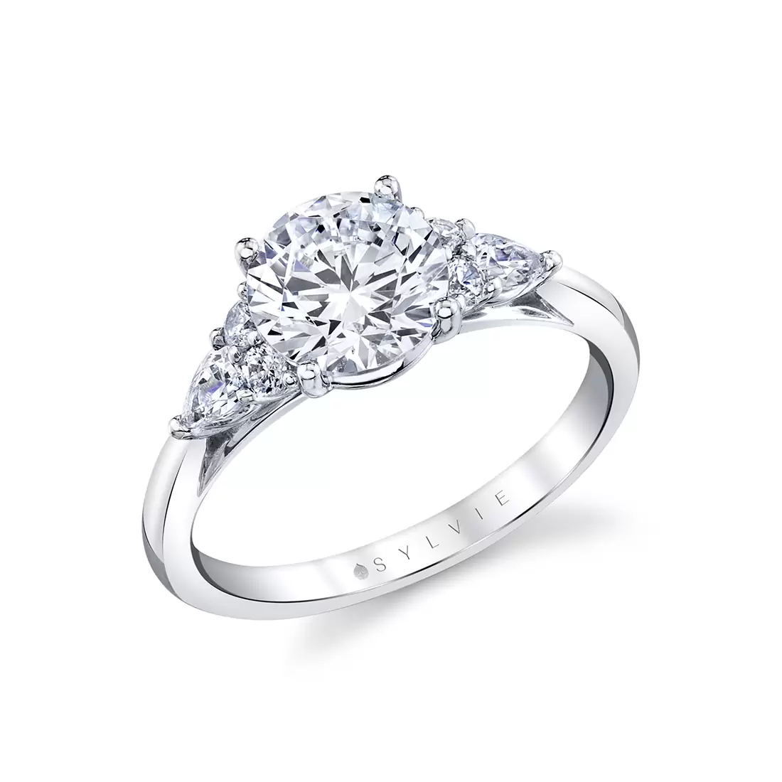 white gold multi side stone engagement ring