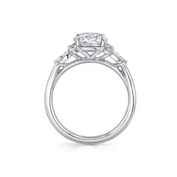 White Gold Round Cut Multi Side Stone Engagement Ring - Linnea
