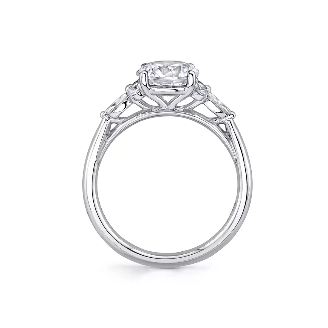 white gold multi side stone engagement ring linnea profile view