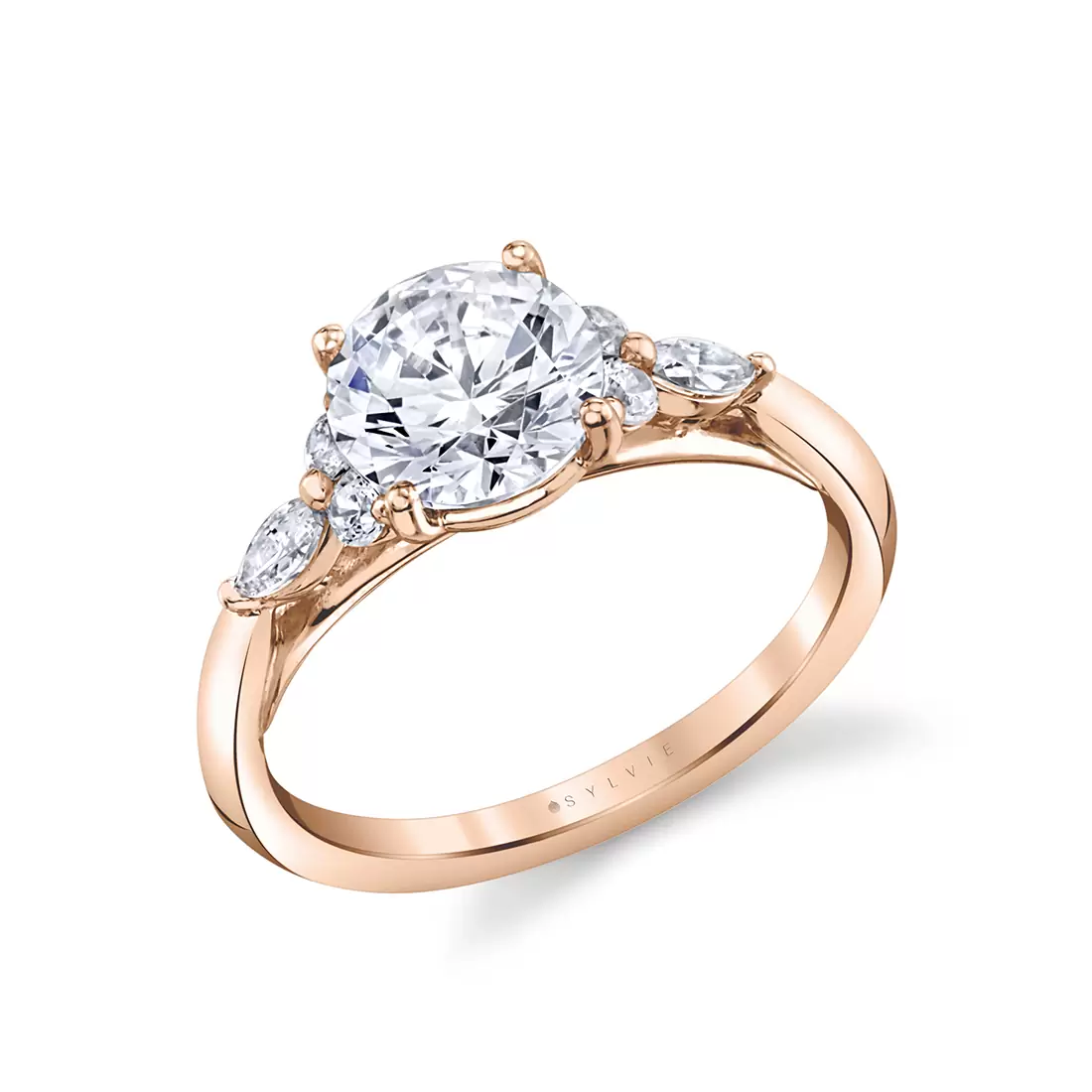 rose gold multi side stone engagement ring linnea